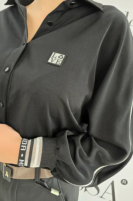 Черна риза с камъни - Черна риза с камъни