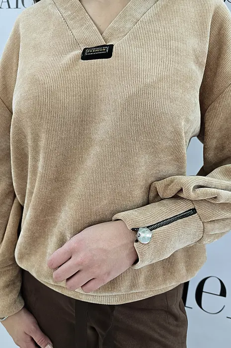 Бежова блуза FASHION - 313 - Бежова блуза FASHION - 313