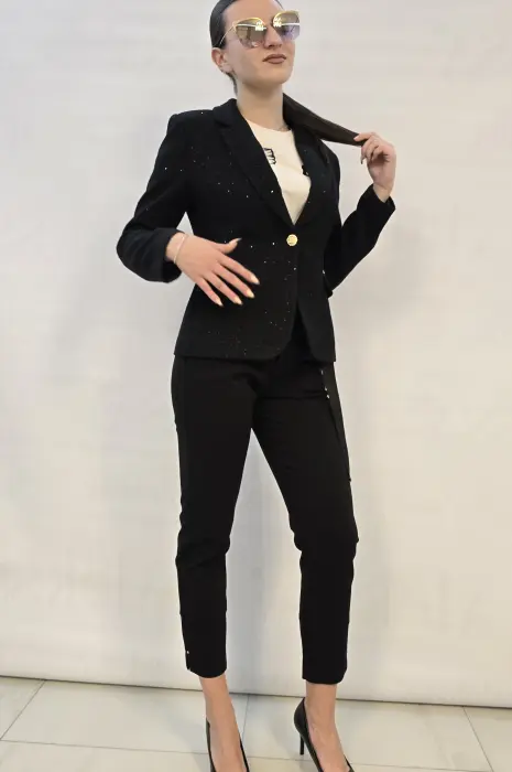 Черно сако с пайети - 630 - Черно сако с пайети - 630