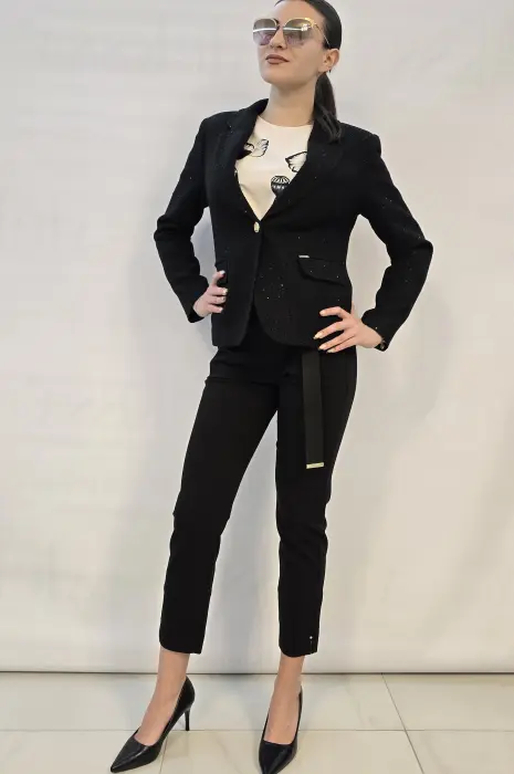 Черно сако с пайети - 631 - Черно сако с пайети - 631