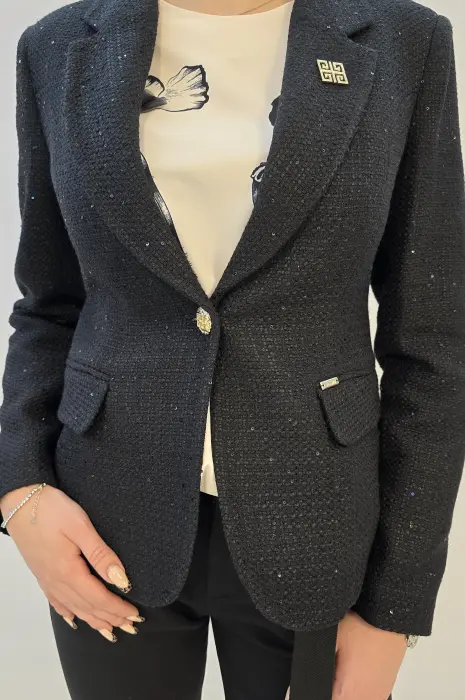 Черно сако с пайети