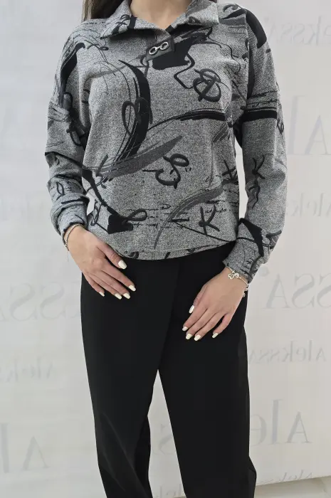 Сива дамска блуза - 619 - Сива дамска блуза - 619