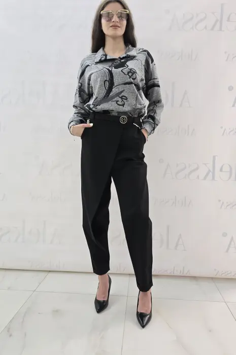 Елегантен черен панталон с тока - 557 - Елегантен черен панталон с тока - 557