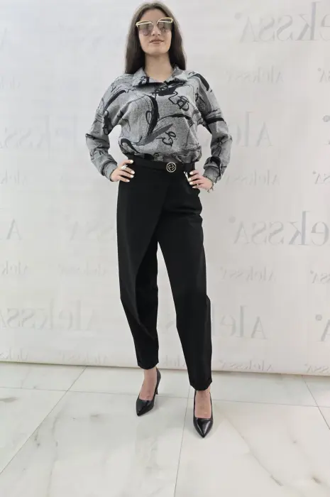 Елегантен черен панталон с тока - 559 - Елегантен черен панталон с тока - 559