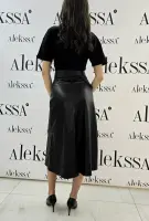 Черна рокля с кожа - Черна рокля с кожа