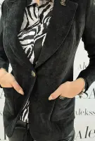 Черно сако кадифе с брошка - Черно сако кадифе с брошка