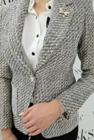 Сако меланж в черно с ламе - Сако меланж в черно с ламе